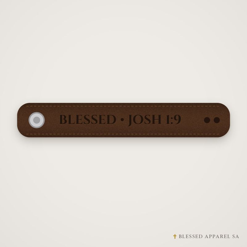 Engraved Leather Wristband: Blessed (Joshua 1:9)